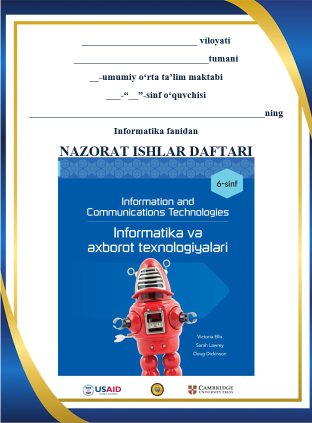 6-sinf Informatika va axborot texnologiyalari Testlar to'plami
